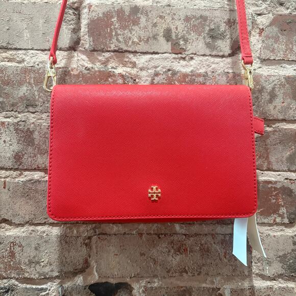 Tory Burch Handbags - Tory Burch Emerson Combo Crossbody Bag Poppy Orange Red 642 NWT